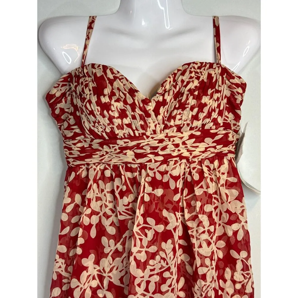 Donna Ricco Pomegranate Floral Silk Sweetheart Neck Empire Waist Dress Women's 8 - Image 2
