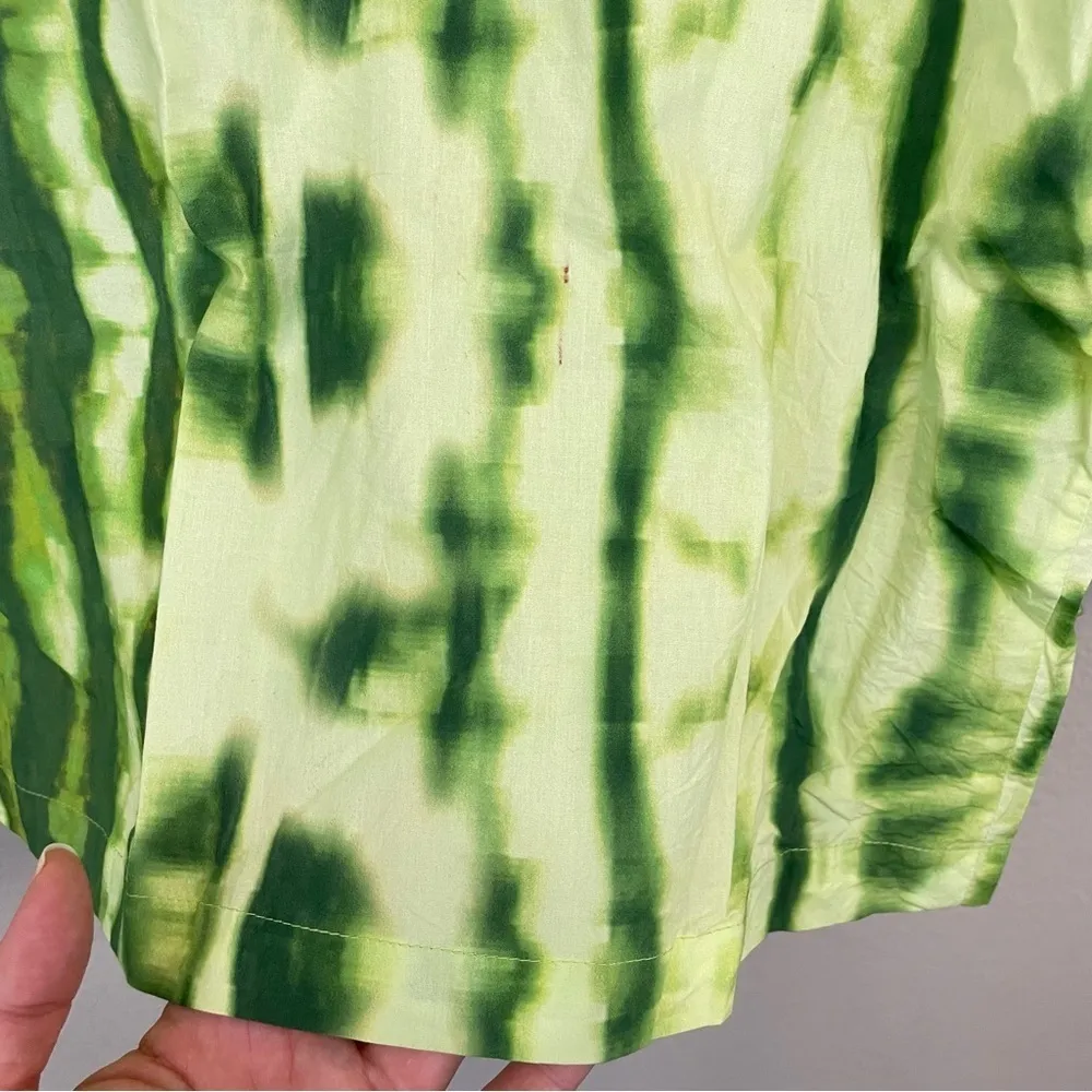 Anthropologie Samant‎ Chauhan Green Tie Dye Long Sleeve Ruffle Blouse Size L - Image 8