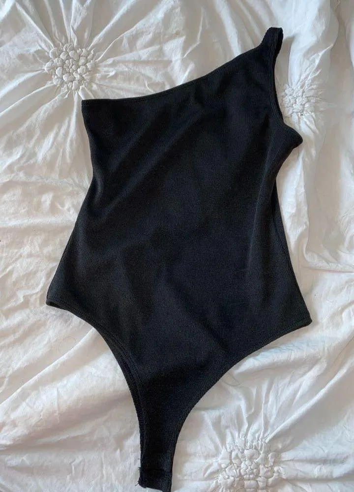 One Shoulder Black Bodysuit  - Image 2