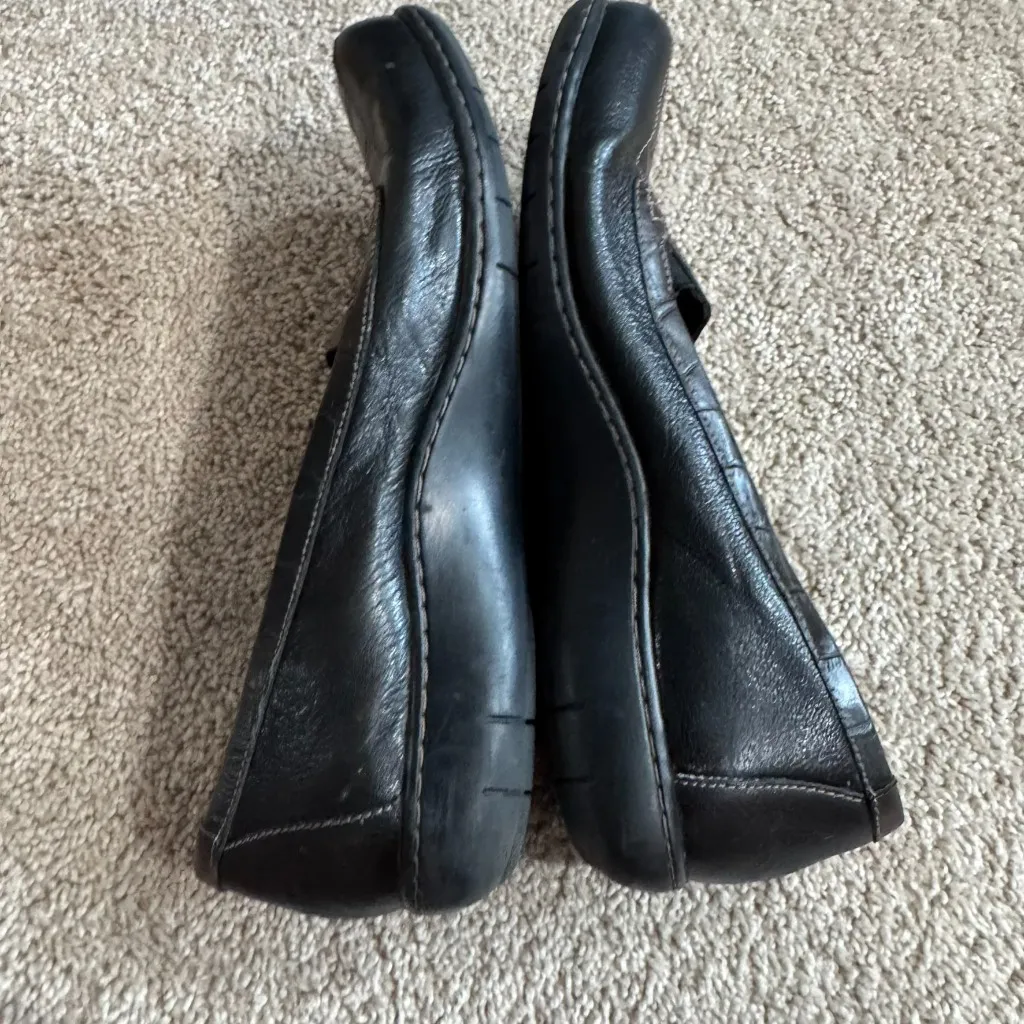 Clarks Bendables Slip On Loafers Closed Toe Women's Size 9 Black Leather Croc Embossed - Image 6