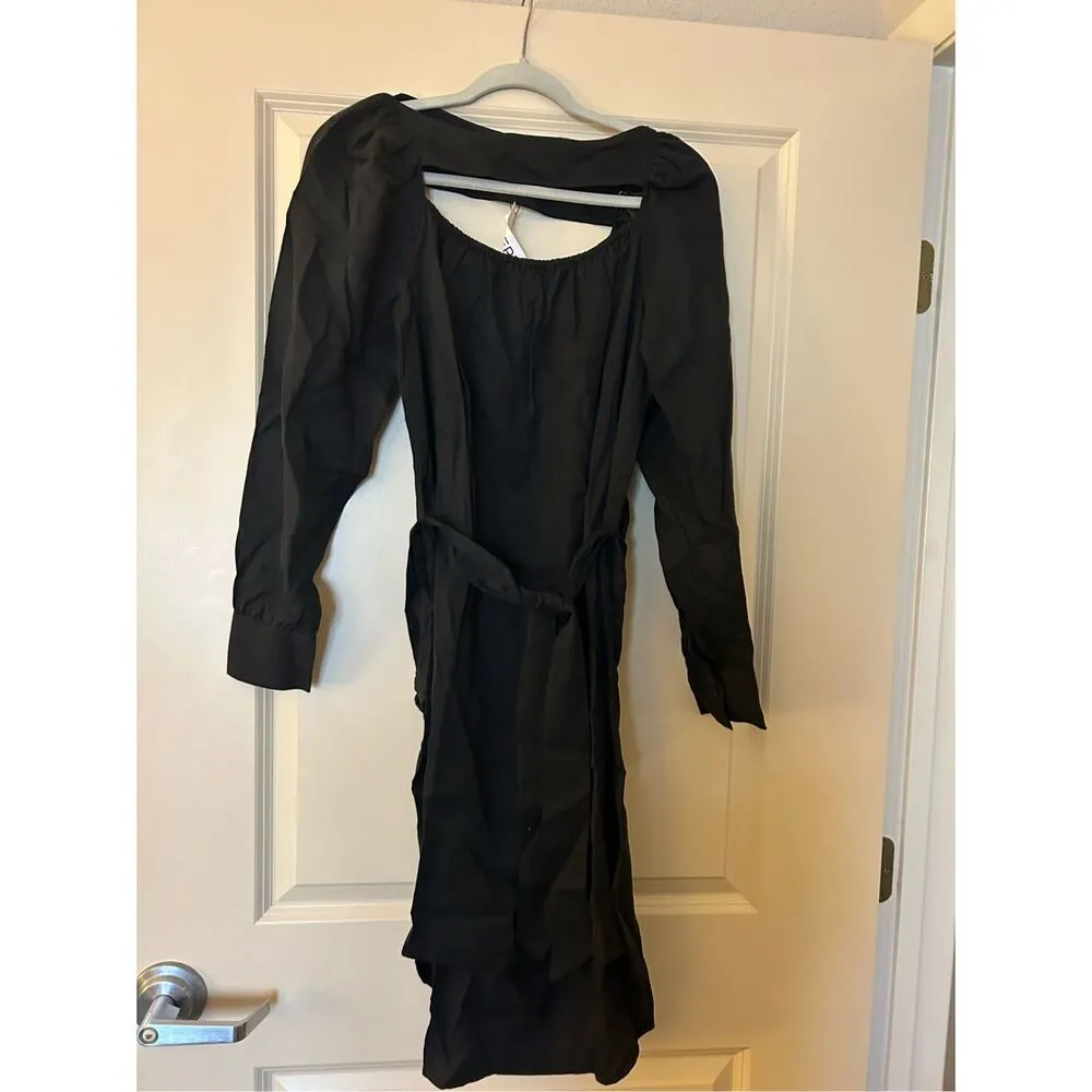 NEW TEREA Zora Women's Mini Dress with Neck Belt S Black - Image 4