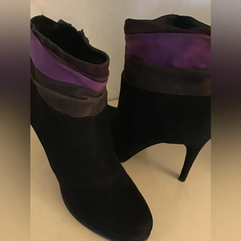 Diane Von Furstenburg women black suede platform heel boots US 8 - Image 9