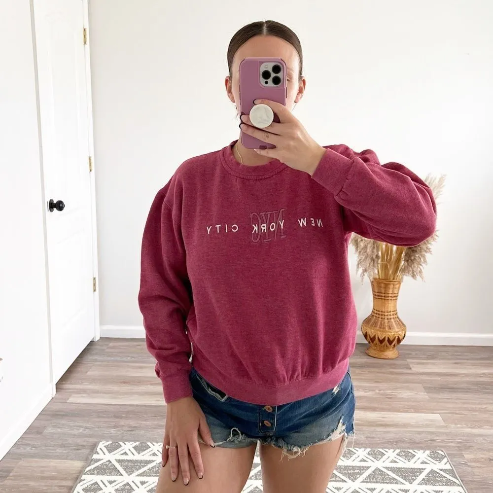 Vintage NYC‎ berry pink crewneck sweatshirt - Image 2