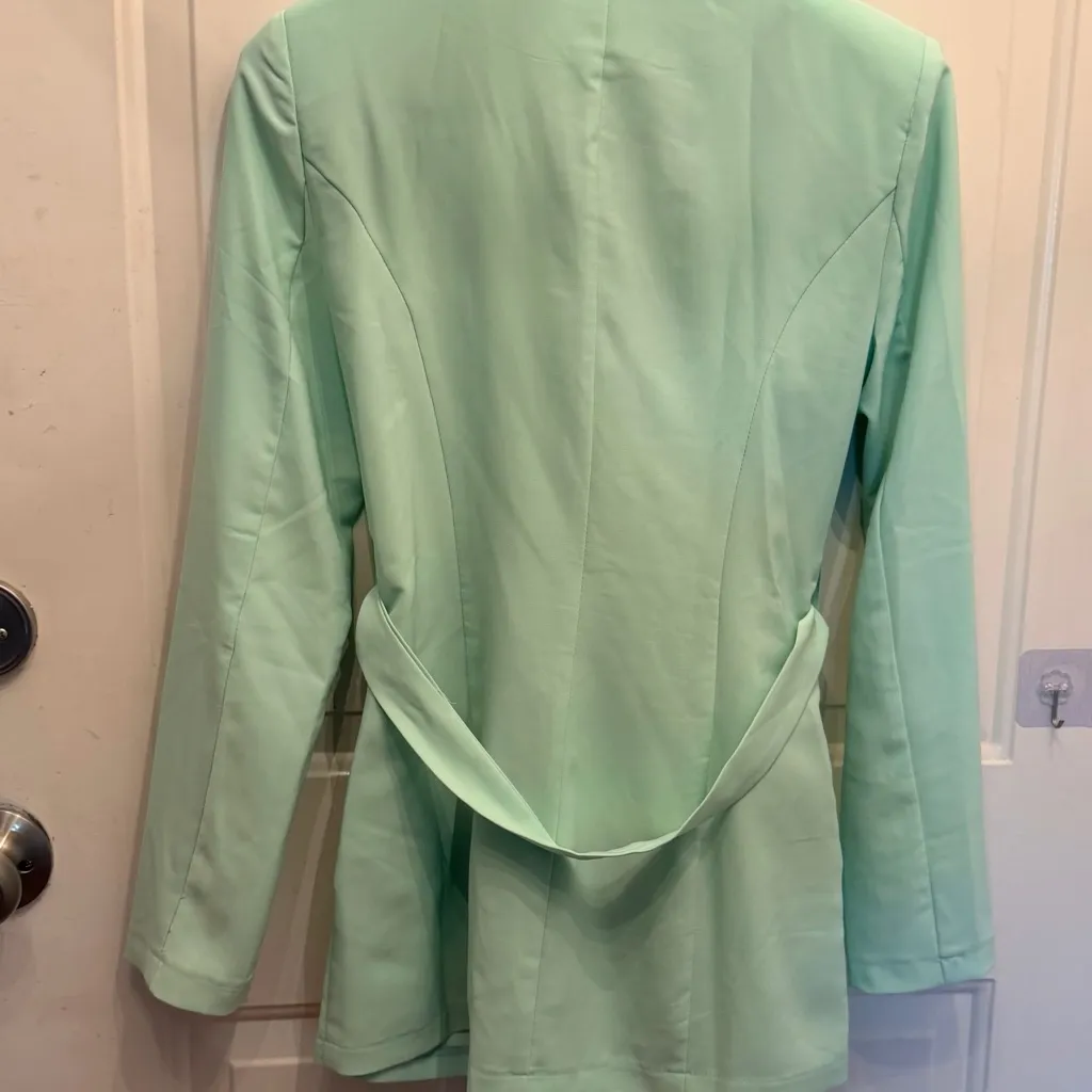 Hot & Delicious Mint Green Belted Blazer - Image 3