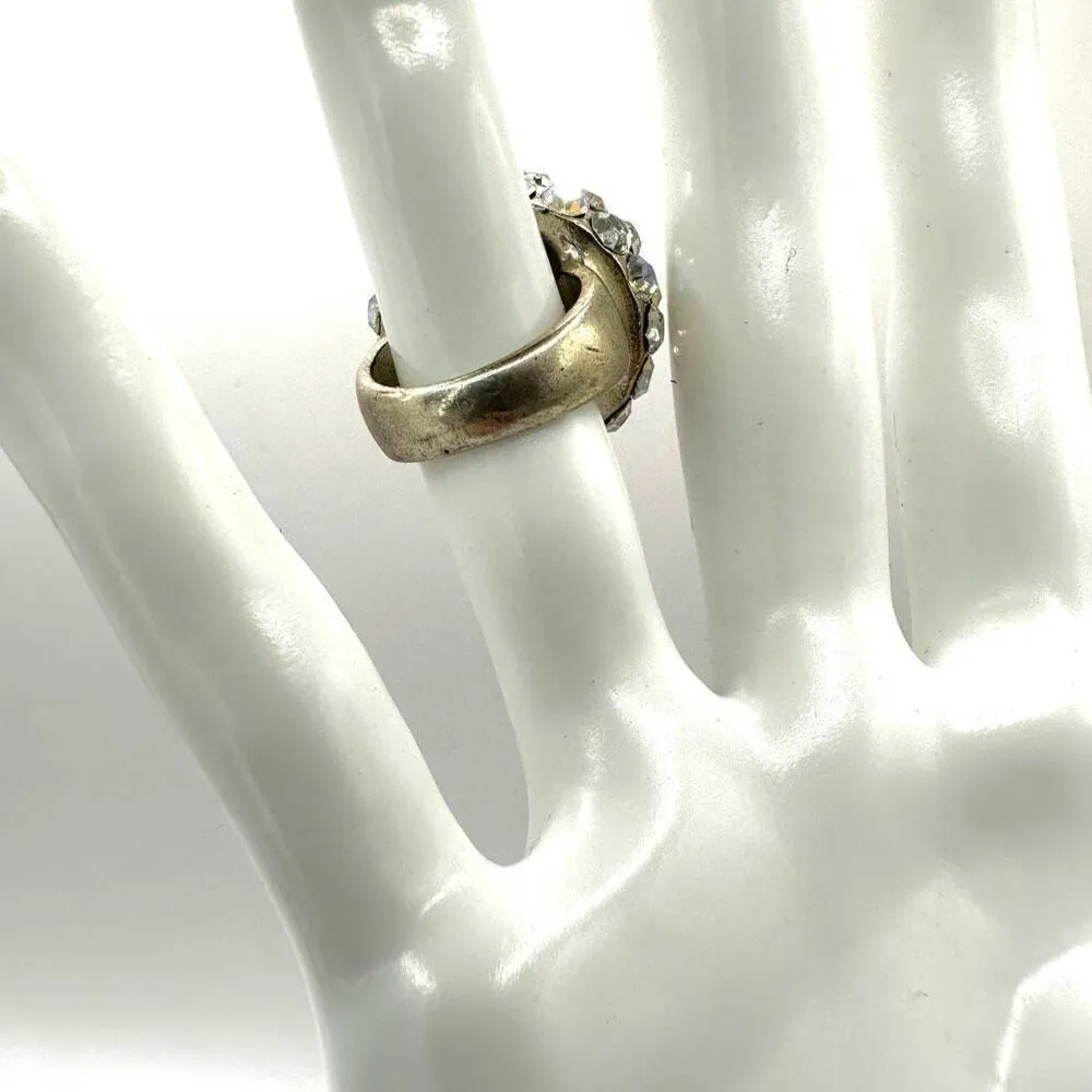 Round rhinestone cocktail ring Silver - Image 11