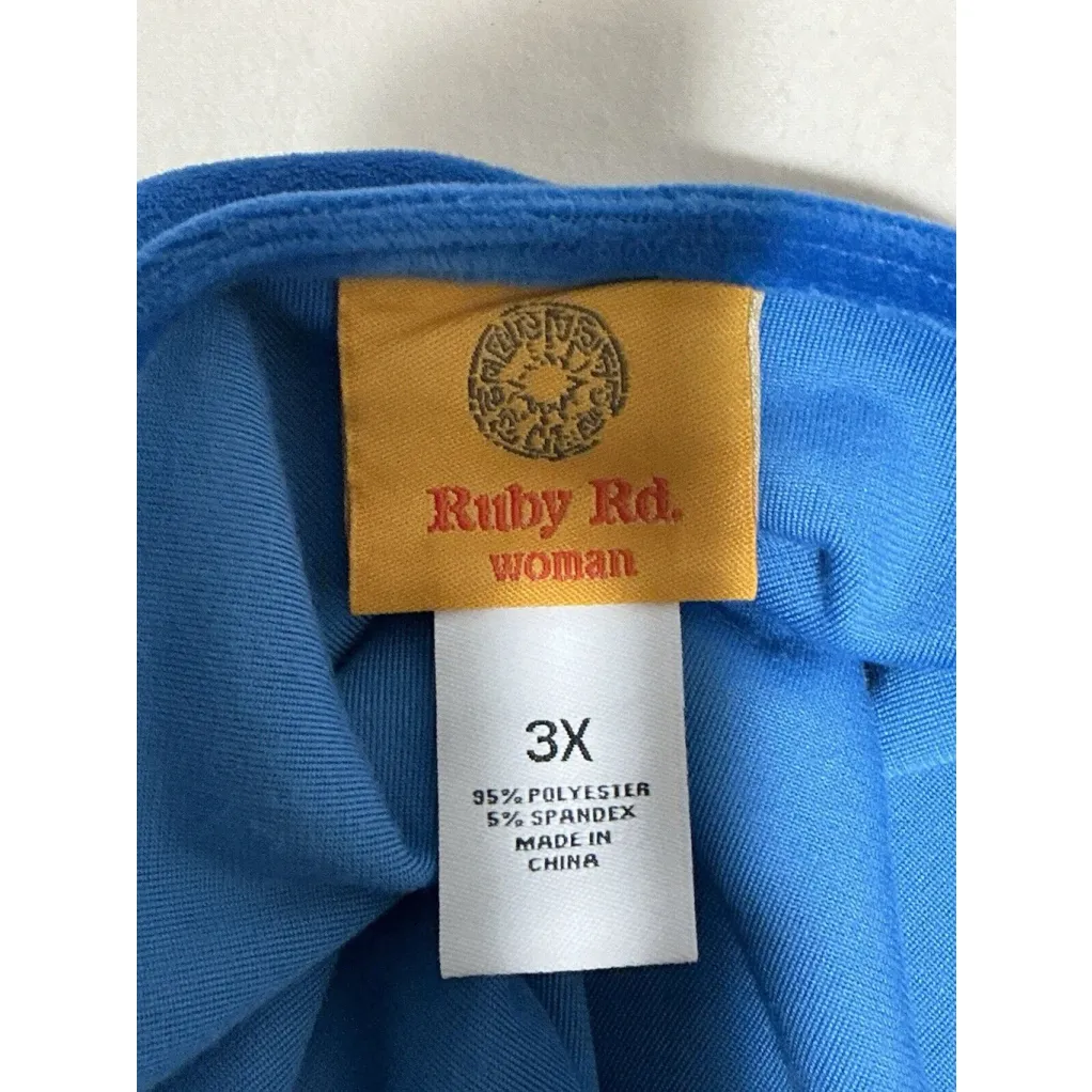 Woman’s Ruby Road Woman 3xl Blue Gold Firework Design 3/4 Sleeve Pullover Top - Image 3