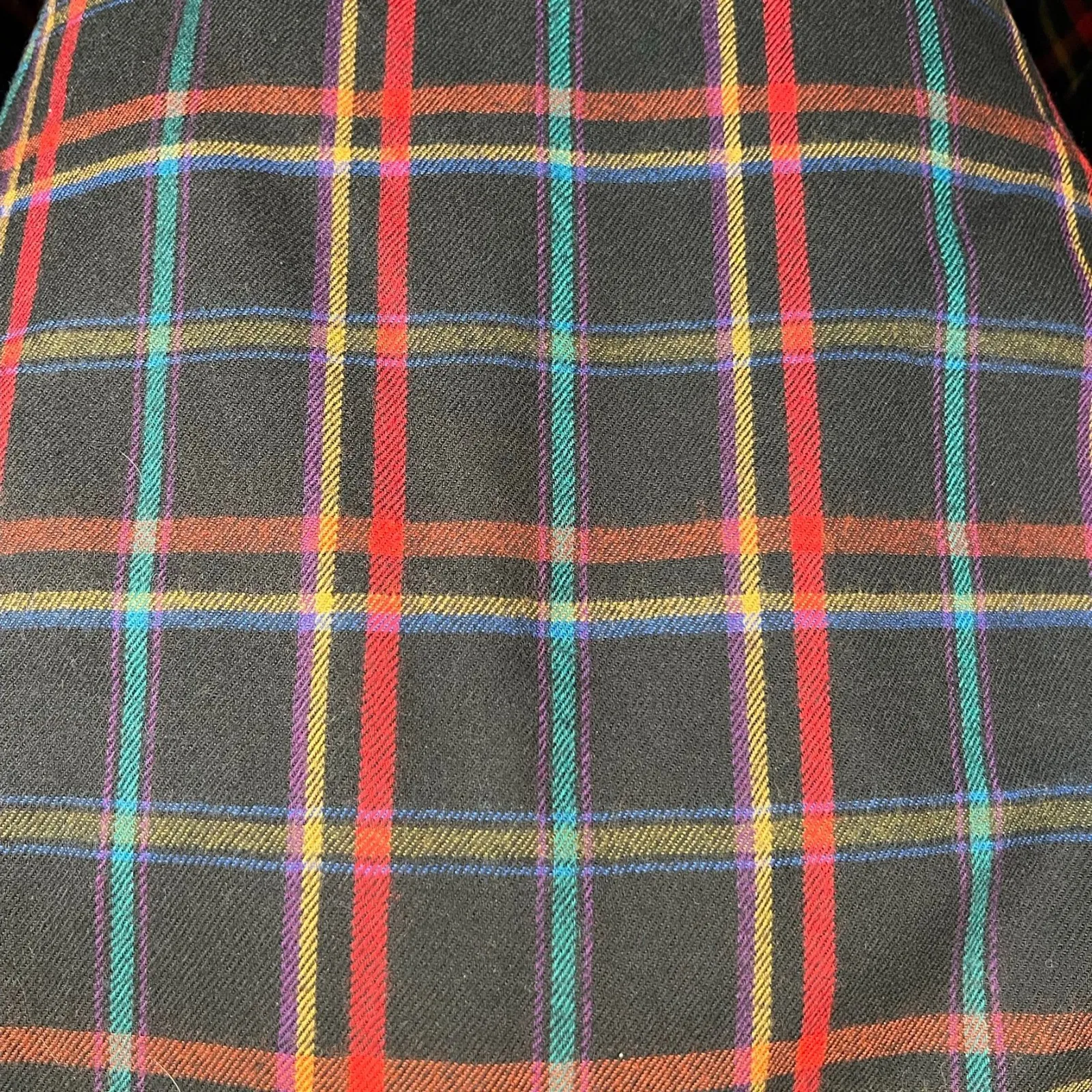 Norm Thompson Vintage Portland Oregon Rainbow Plaid Wool Blazer Women's Size 10 Black - Image 5