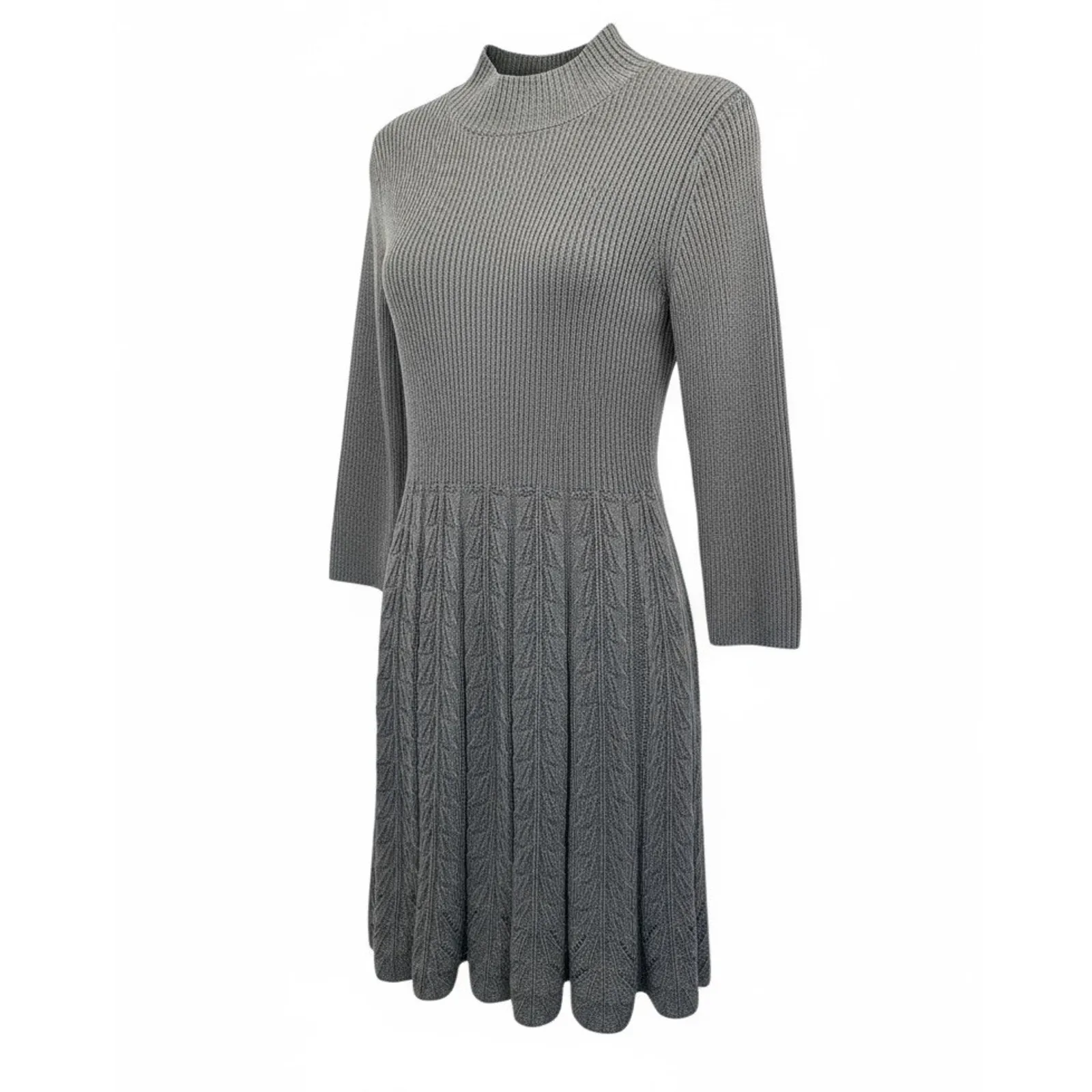 Eliza J Gray Classic Women's Turtleneck Fit & Flare Knit Sweater Dress Small - Image 2