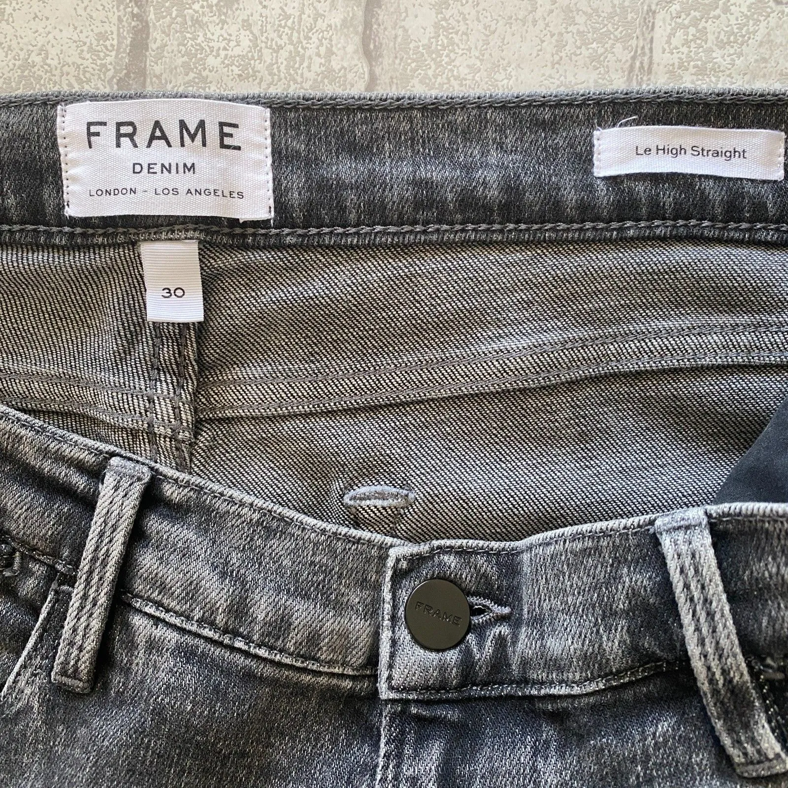 Frame Le High Straight Leg Jeans Silver Strike Split Hem Frayed Denim Sz 30 - Image 8