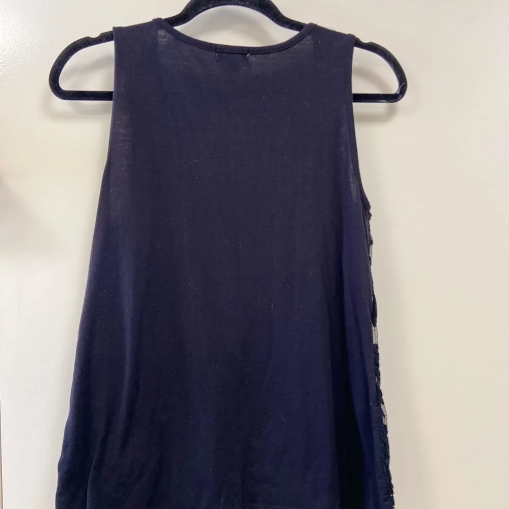 One world live and let live‎ Petite Large embroidered black tank - Image 5