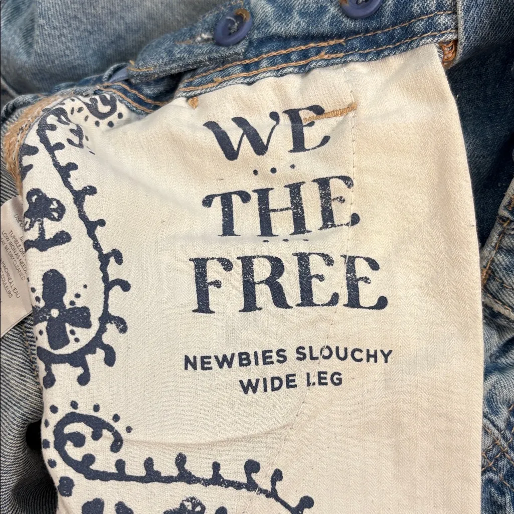 Free People We The Free Newbies Solid Slouchy Wide leg Jeans XS - Image 9