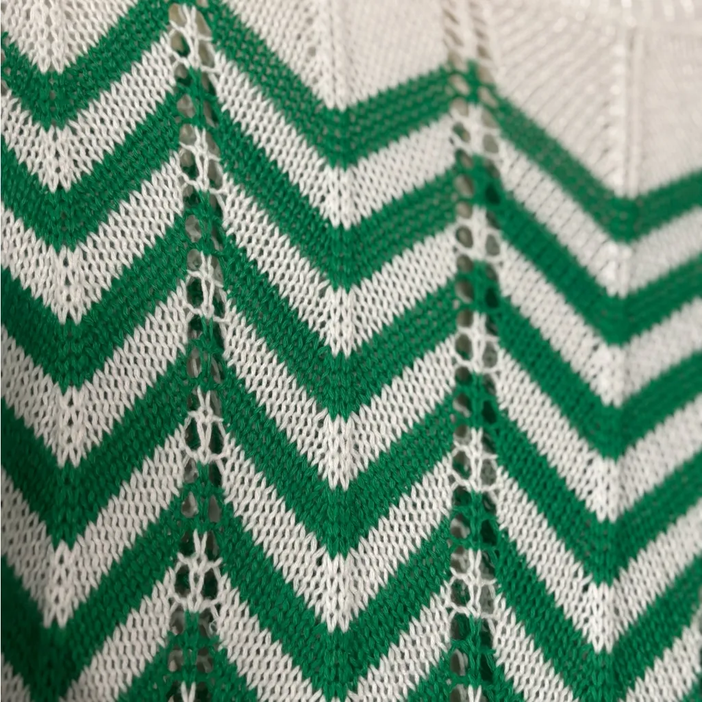 Chevron Knit Long Sleeve Dress hollow knit Green Size L - Image 6