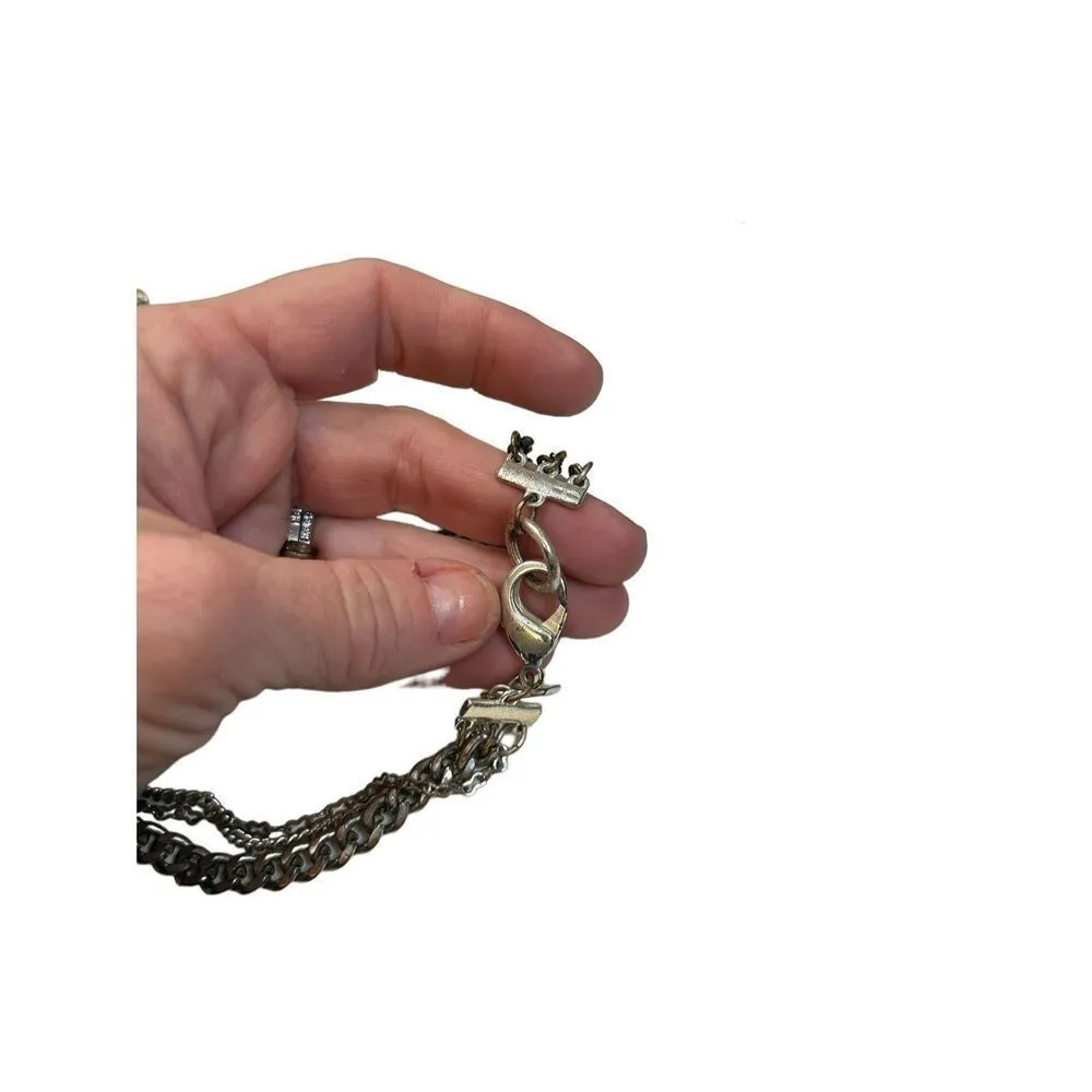 Sequin brand long chain necklace multilayered silver necklace Silver - Image 9