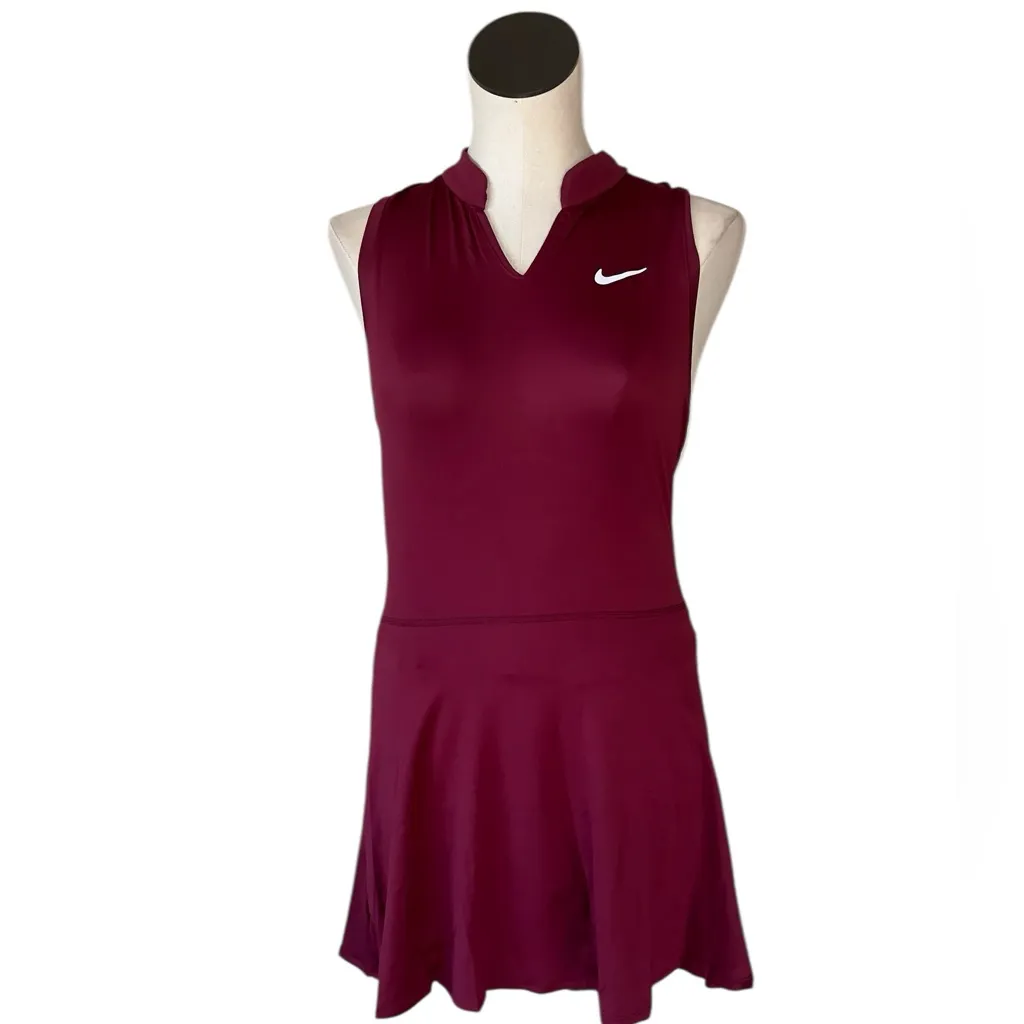 NWT Nike Women's Team Victory Tennis Dress Cardinal DV3490-610  Maroon - Image 8