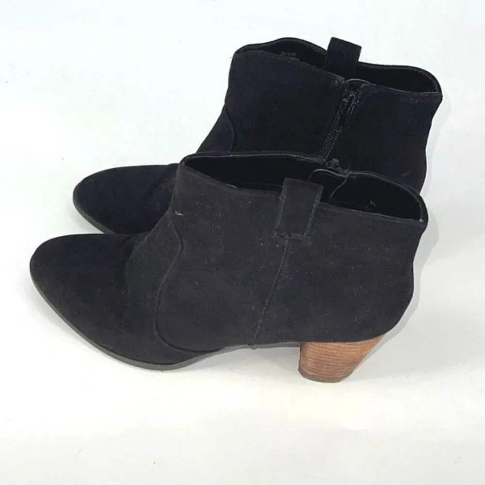 Madeline Womens Block Heel Side Zip Almond Toe Western Ankle Boots‎ Black Size 9 - Image 3