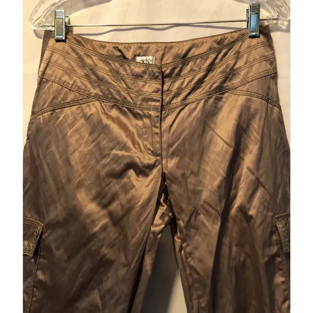 Cache Satin Expresso Coin Embellished Crop Pant New Metallic Kissed New $118 NWT - Image 6