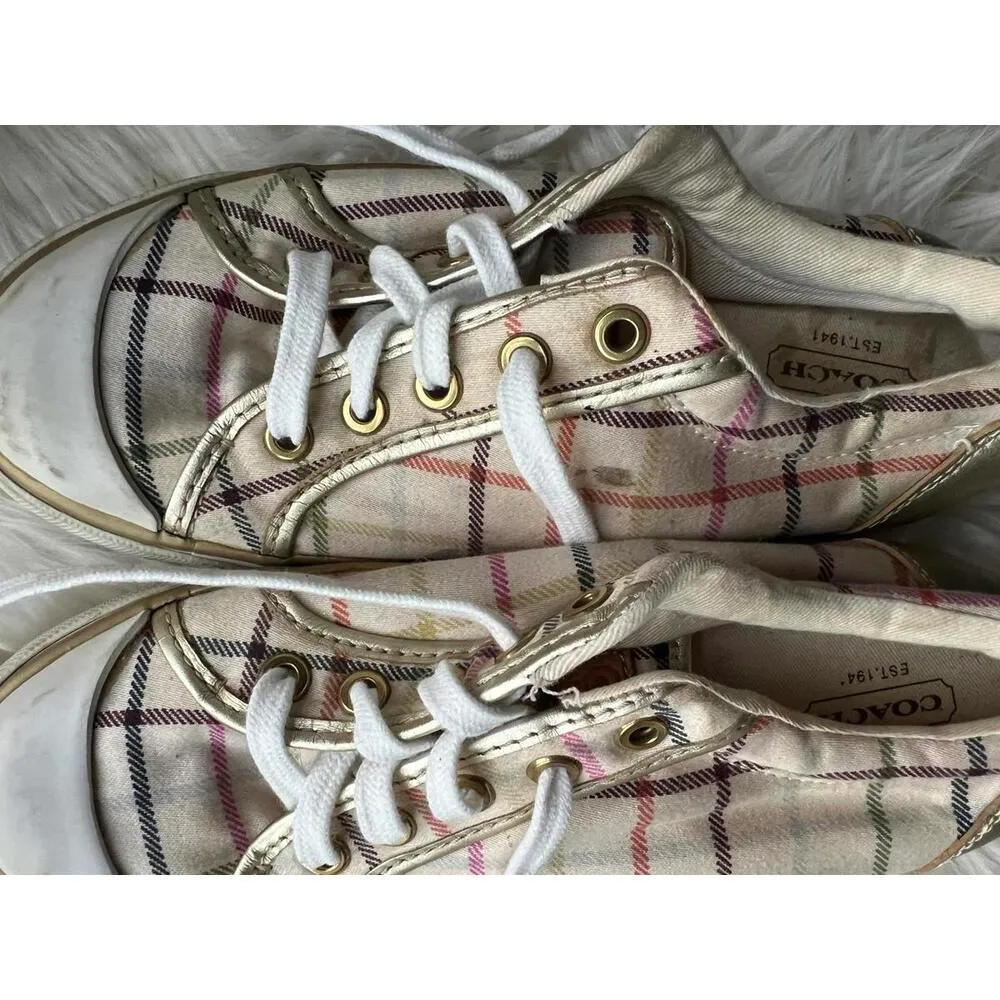 Coach Barrett Plaid Sneakers - Stylish and Comfortable size 7 - Image 3