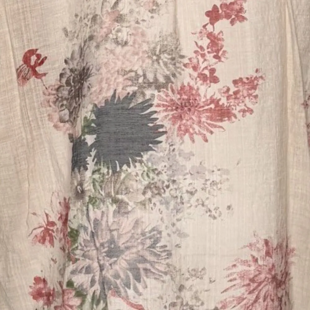 Soft Surroundings Shirt Women Small Cream Multi Floral Aria Tunic Top Sheer Boho - Image 6