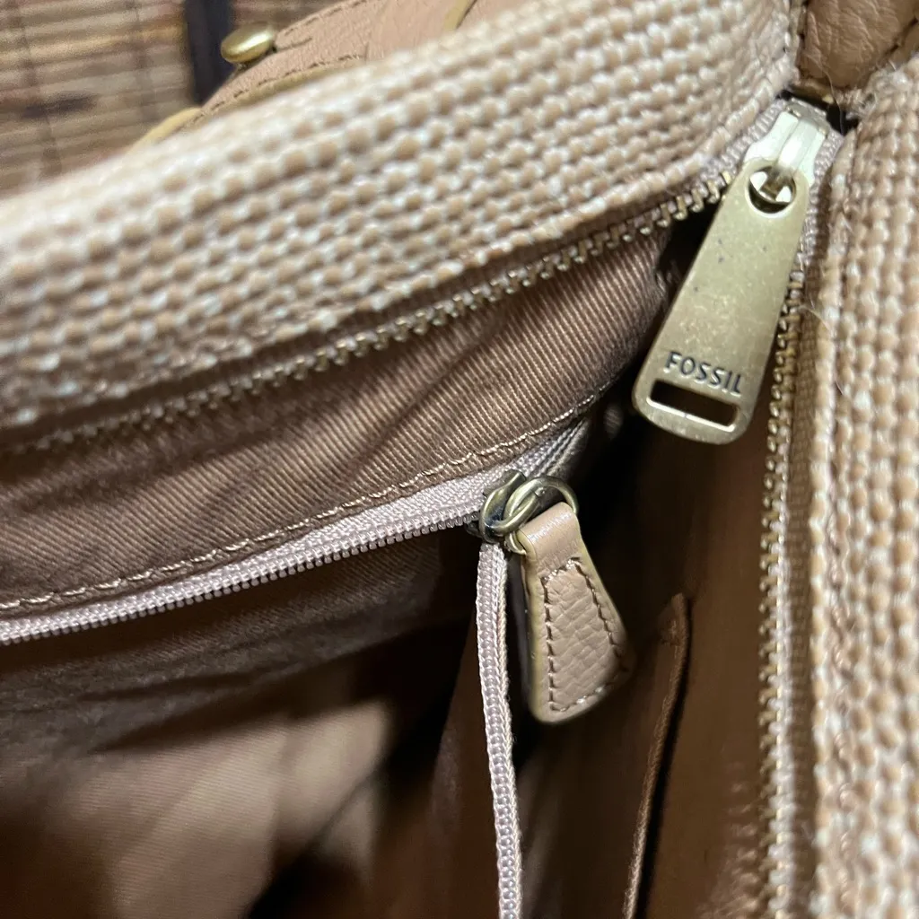 Fossil Preston Woven Straw and Leather Shopper Shoulder Bag - Image 11