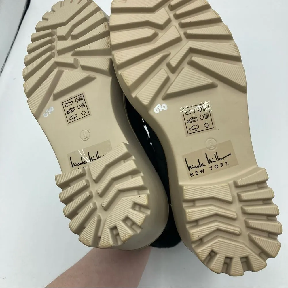 Nicole Miller Boots Black Faux Fur Cuffs Quilted Size 6 Lace Up NWOT. - Image 15