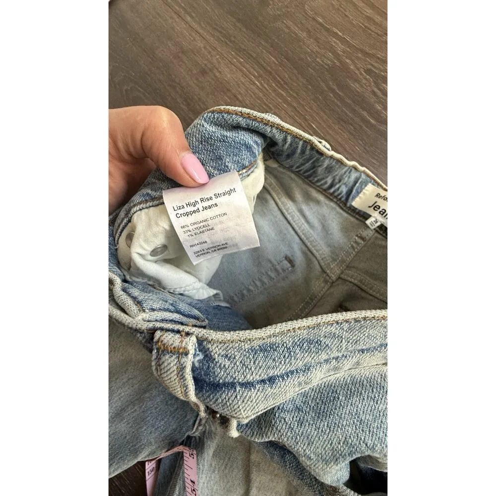 Reformation Liza High Rise Straight Cropped Jeans Montego distress Size 26 - Image 7