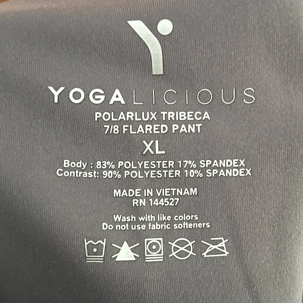 YOGALICIOUS POLARLUX TRIBECA 7/8 FLARED PANT IN storm cloud size xl NWOT - Image 4