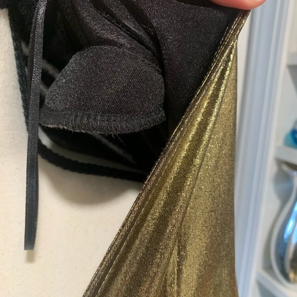 Michael Kors | gold metallic long sleeve dress - Image 3