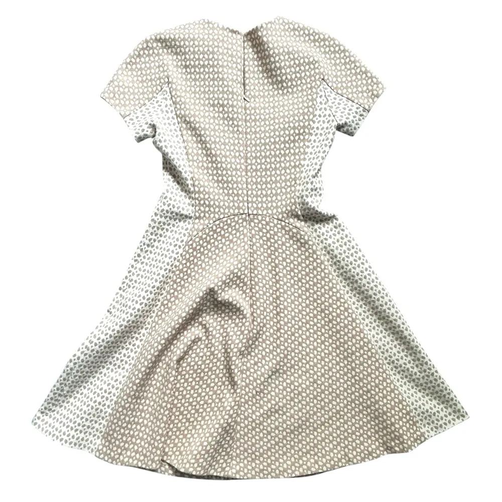 Lela Rose Tan and White Patterned Dress Size 2 - Image 2