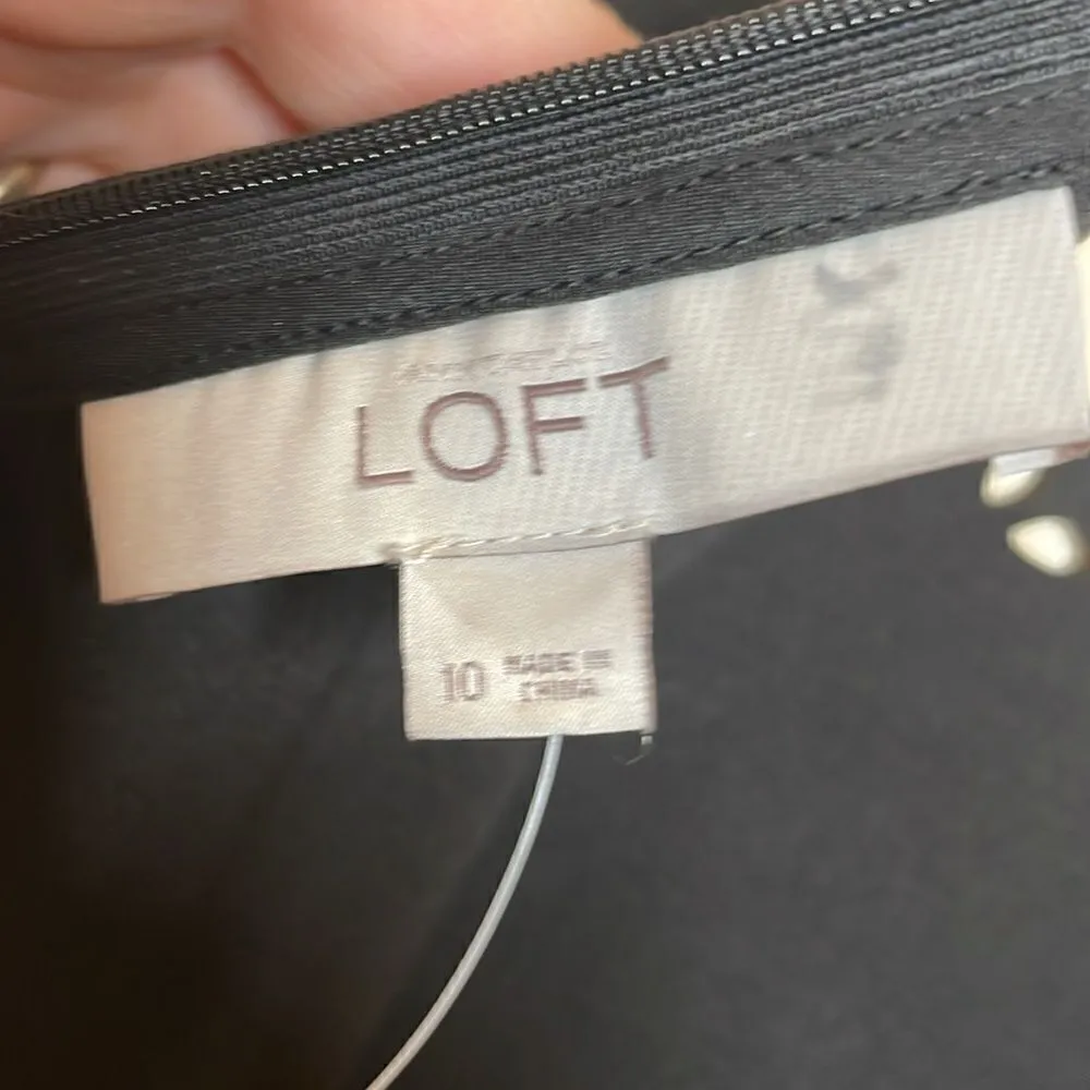 Loft Anne Taylor Black Scallop Trim Classic Fit & Flare Dress size 10 - Image 8