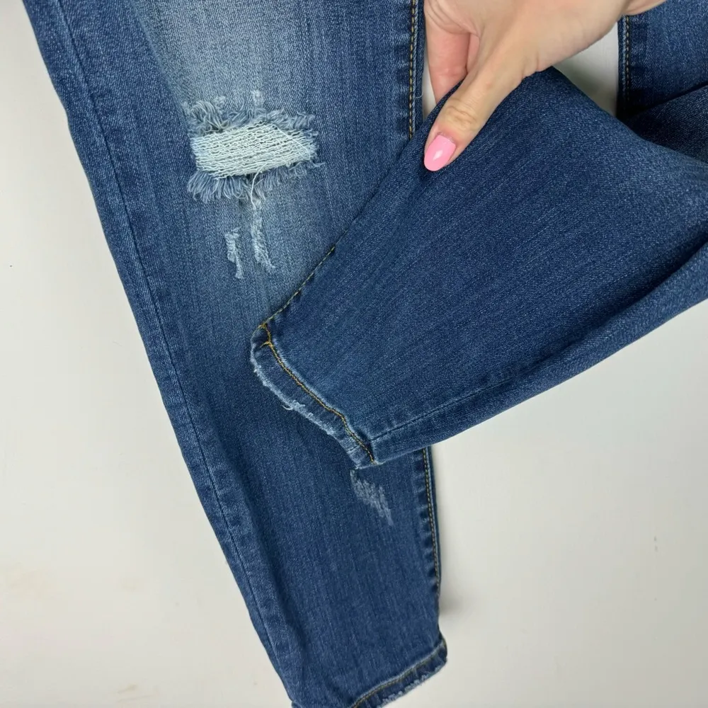 Judy Blue Relaxed Fit Stretch Denim Jeans Sz 28 Dark Wash Distressed - Image 10