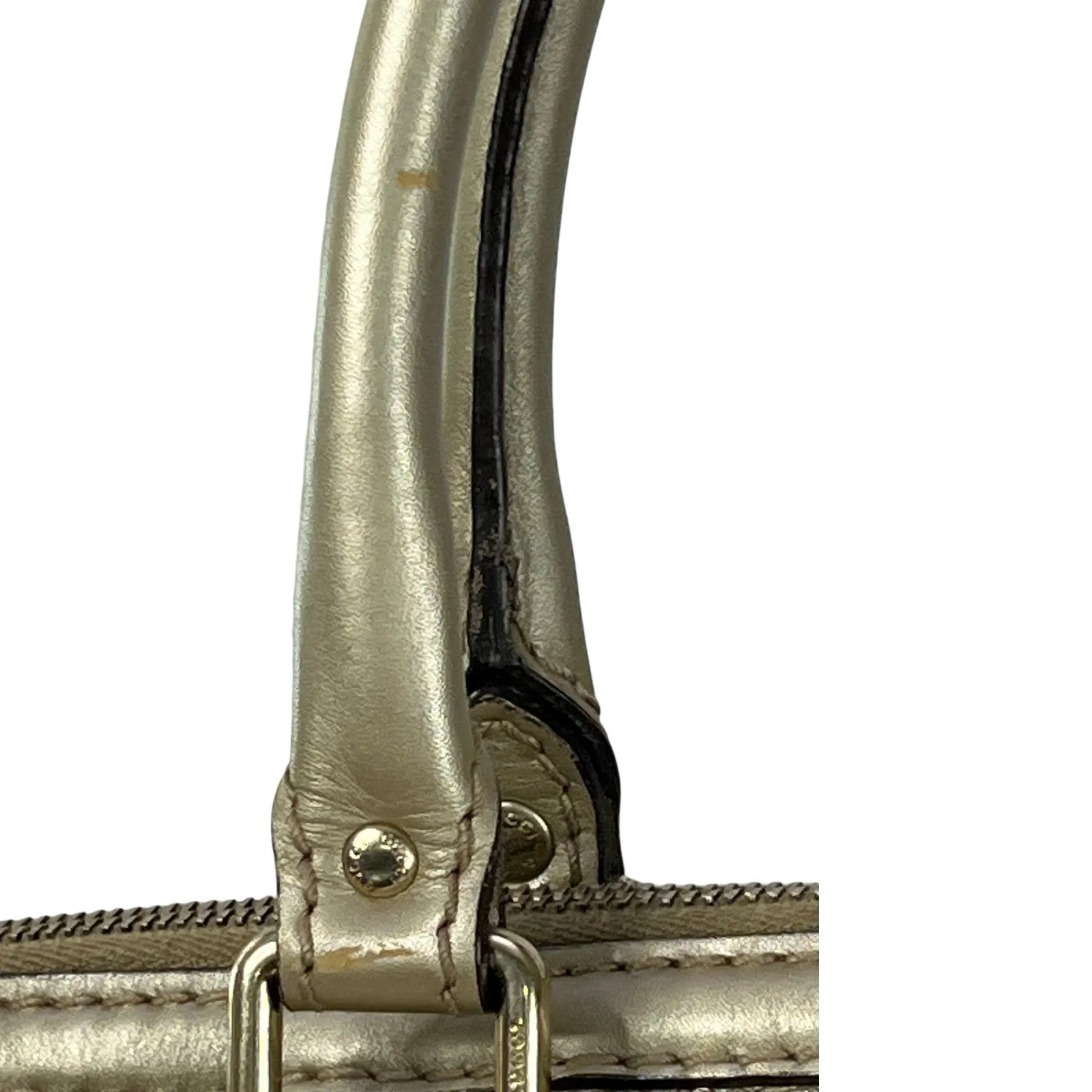 GUCCI Gold Metallic Leather GG Sukey Satchel Shoulder Crossbody Made In Italy - Image 14