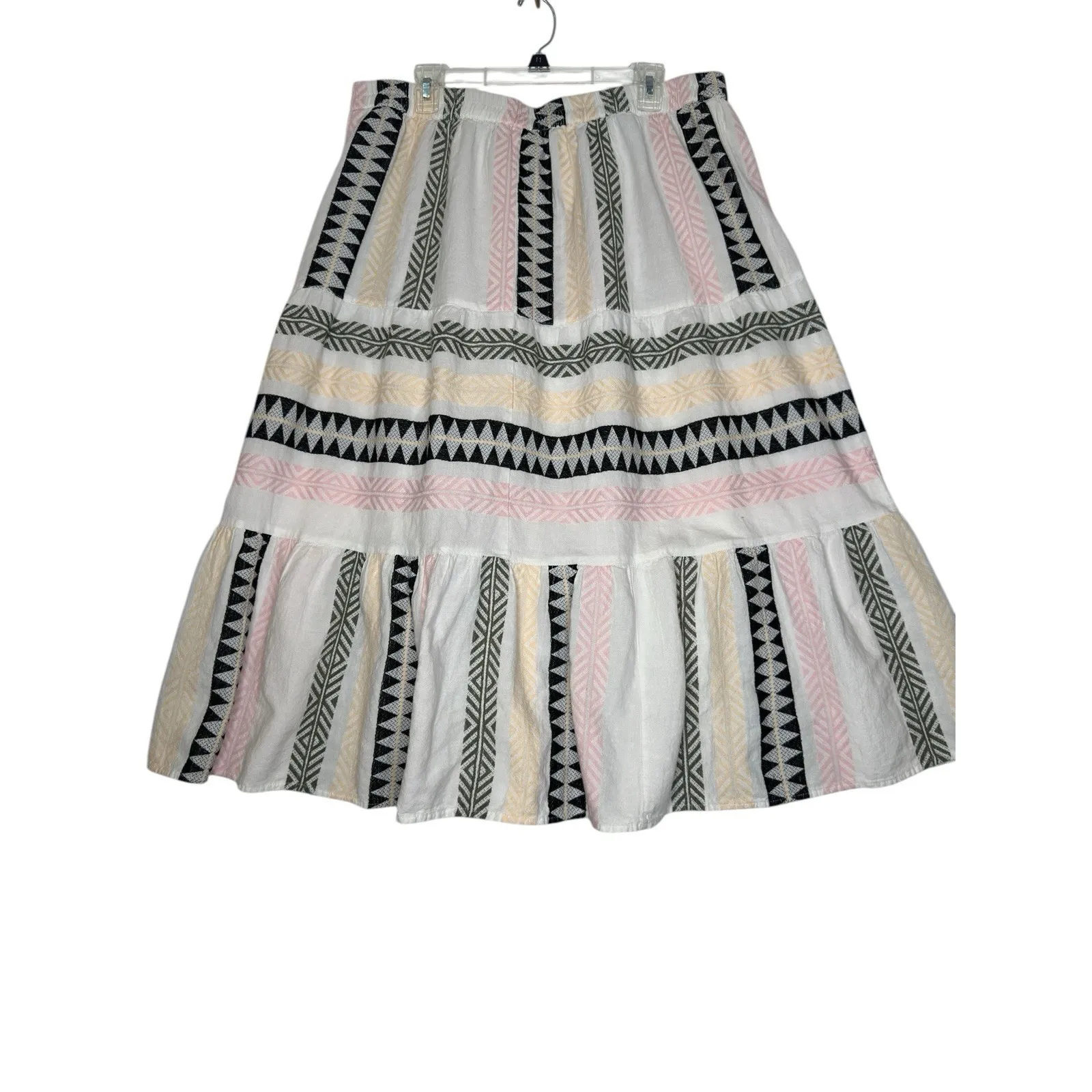 Ashlynn Embroidered Midi Tiered Boho Skirt‎ Large - Image 3