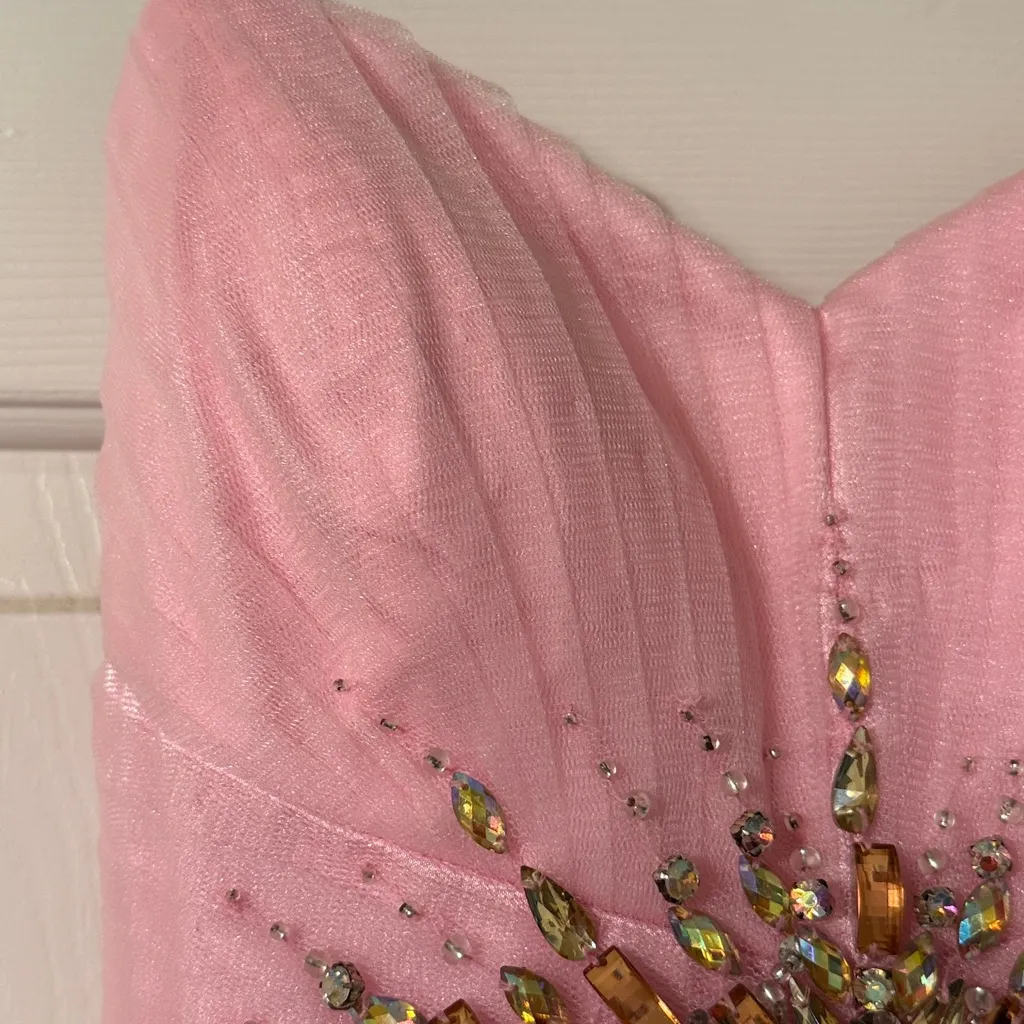Mac Duggal  Bustier ballgown. Pink and With Rhinestones - Image 5