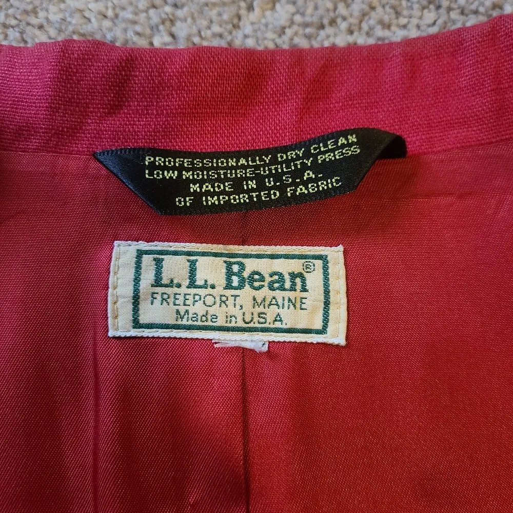 LL Bean Vintage Women's Blazer Size 20 Petite Linen Cotton Blend Red Long Sleeve - Image 5