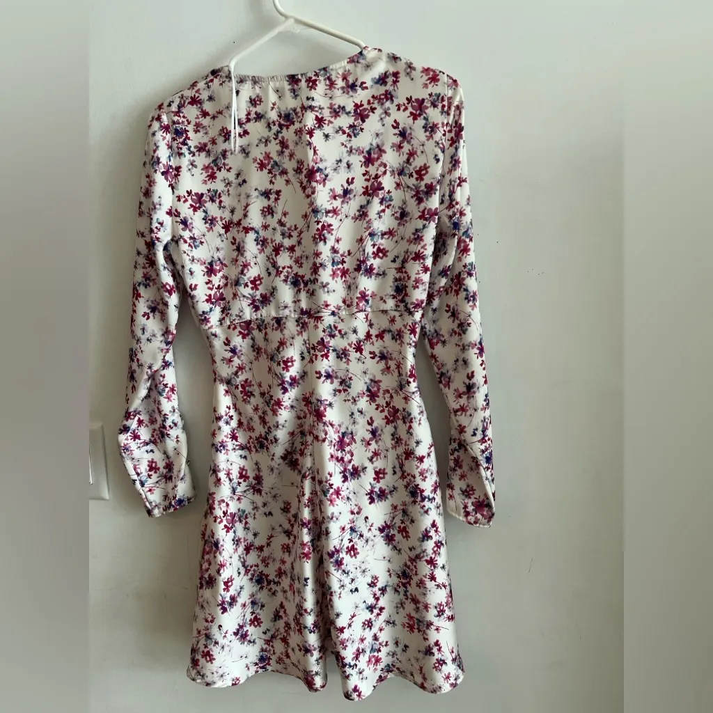 ZARA Floral Mini Dress Size S Long Sleeve Button Cuff V-Neck Fit & Flare NWT - Image 5