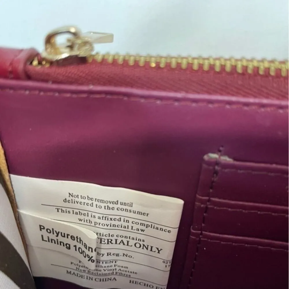 LA DIVA Zip Wallet Vegan Leather 90s burgundy red maroon vintage - Image 6