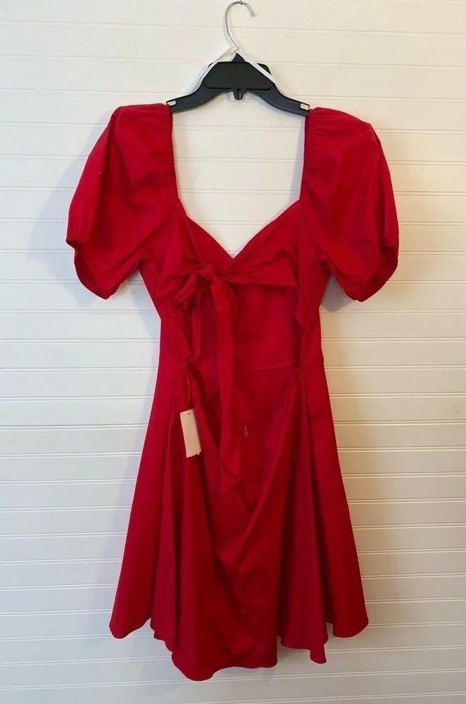 Puff Sleeve Sweetheart Neck Line Bow Dress - Image 3