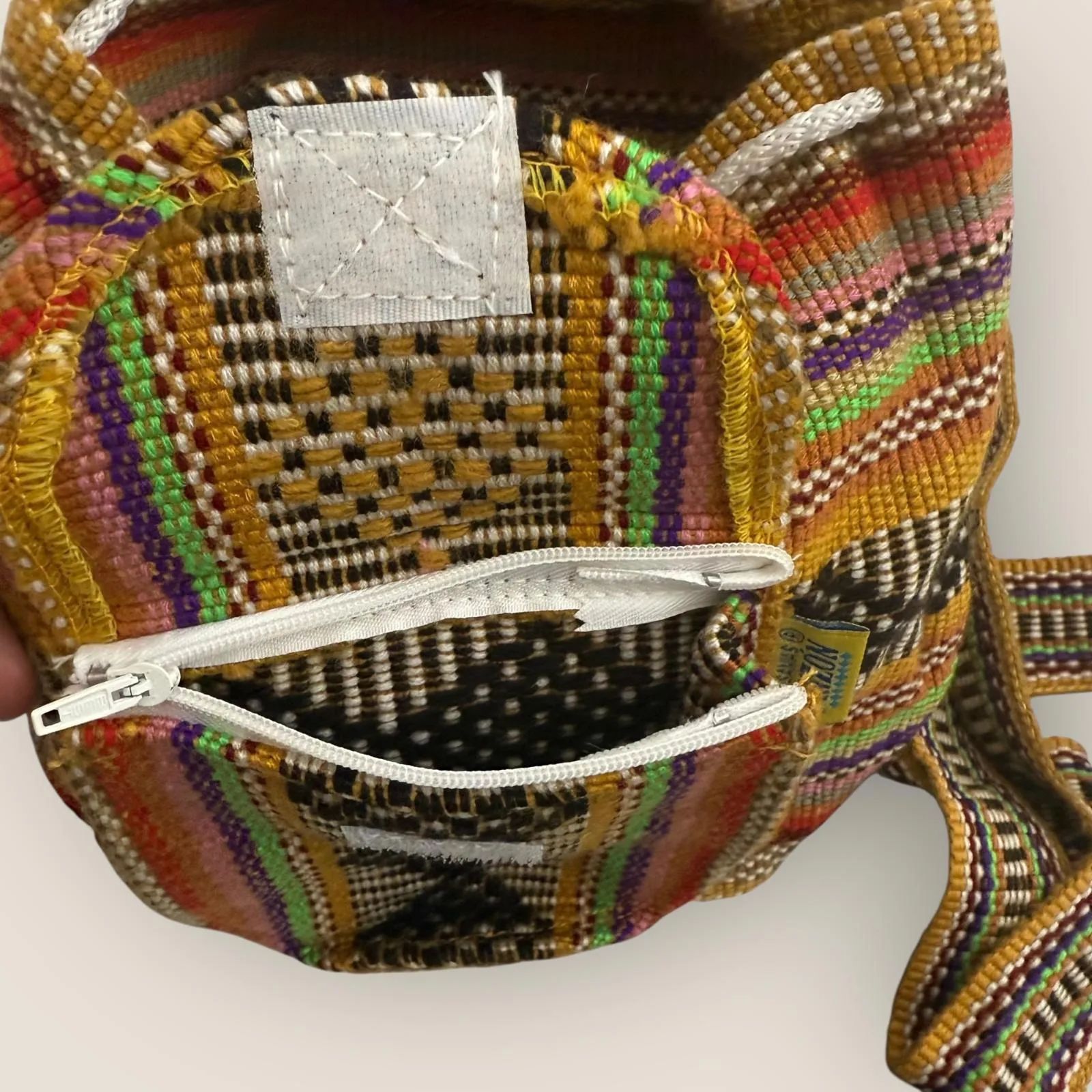 Pinzon Artisanal Escolar Canvas Backpack Handmade Art To Wear Boho Hippie Bag Brown - Image 5