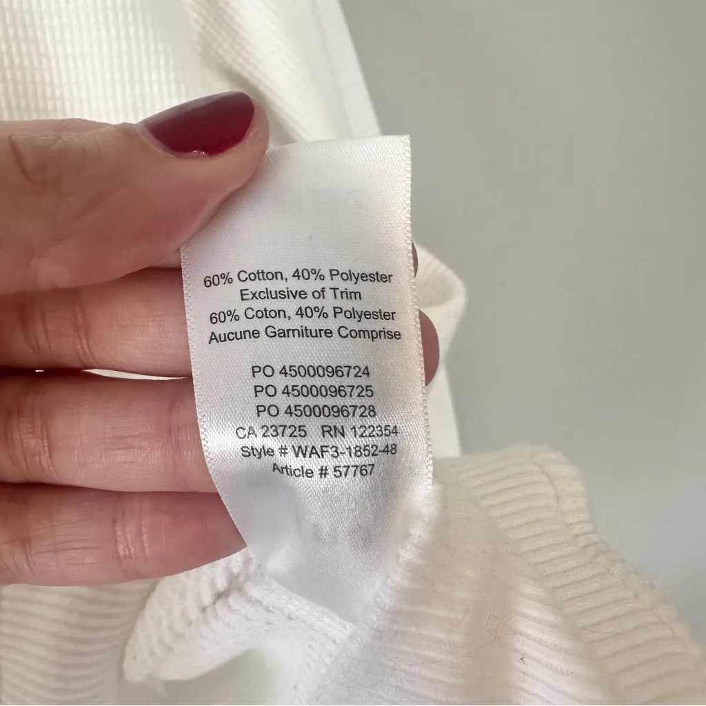 Aritzia TNA Waffle Raglan Long Sleeve Crewneck Shirt White XS - Image 7