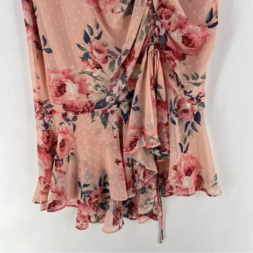 Eliza J Sleeveless Flutter Hem Texture Chiffon Floral Midi Dress Romantic Size 2 - Image 9