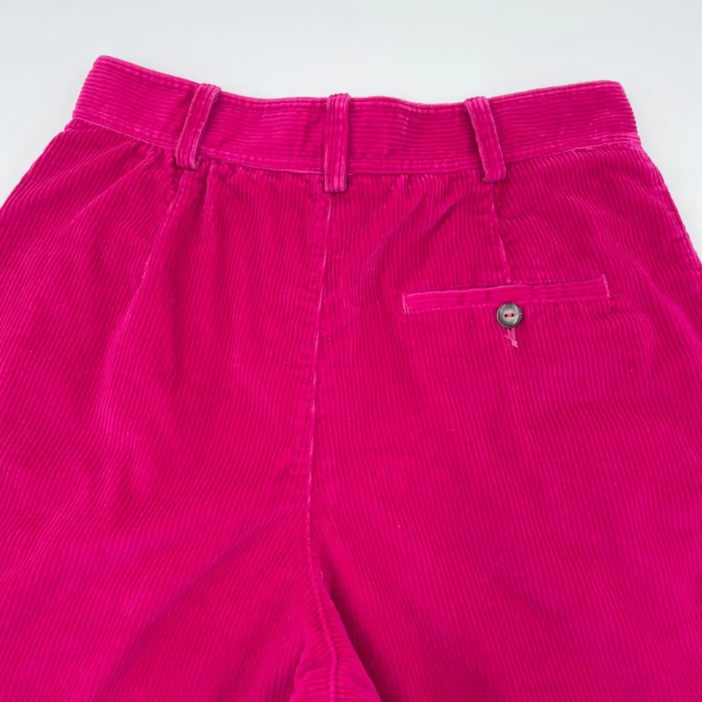 Vintage 90s Corduroy Shorts Pink Liz Sport High Waisted Pleated Retro Funky Bold Size 12 - Image 8