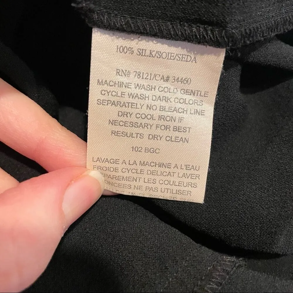 Garnet Hill Black Metallic A Line Mini Skirt Womens 8 Dark Academia Crepe Fall - Image 9