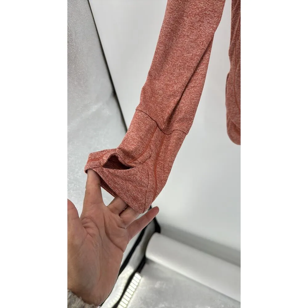 Athleta uptempo Hoodie orange side slit hi lo loose fit size M athletic - Image 7