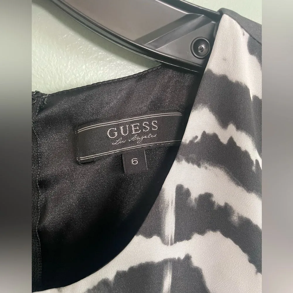 Guess Black and White Zebra Tie Dye Drop Waist T Back Mini Dress SZ 6 - Image 3