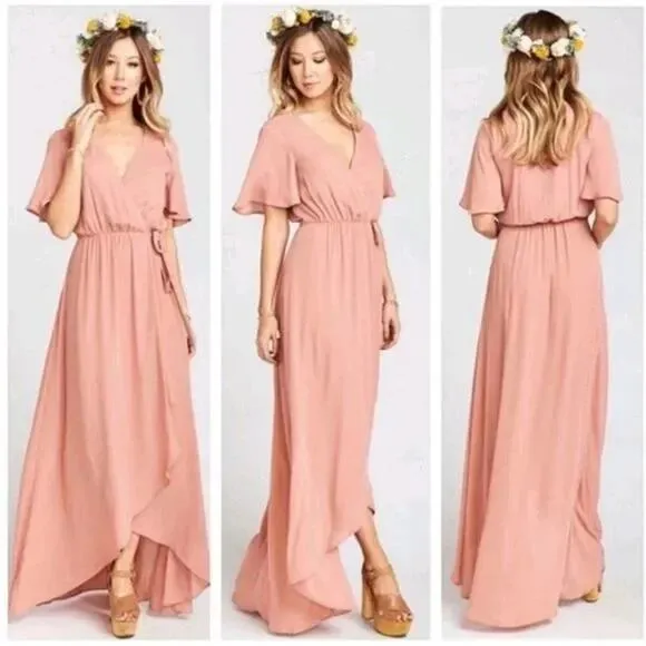 SHOW ME YOUR MUMU Sophia Wrap Dress Size Small Bridesmaid Maxi Rustic Mauve Pink - Image 2