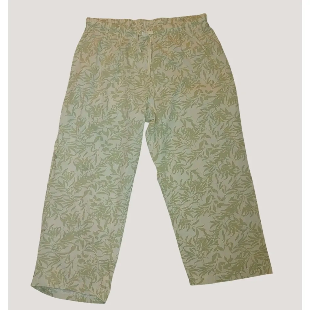 Serra Printed Pajama Set Camo Crop Pants Medium Palm plants - Image 8