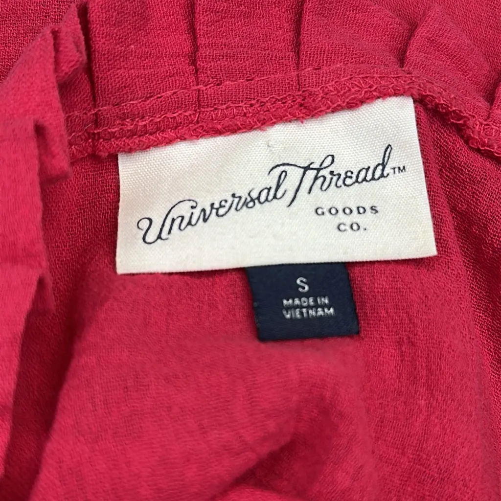 Universal Thread Red Cotton Ruffle Trim Square Neckline Spaghetti Strap Tank S - Image 9