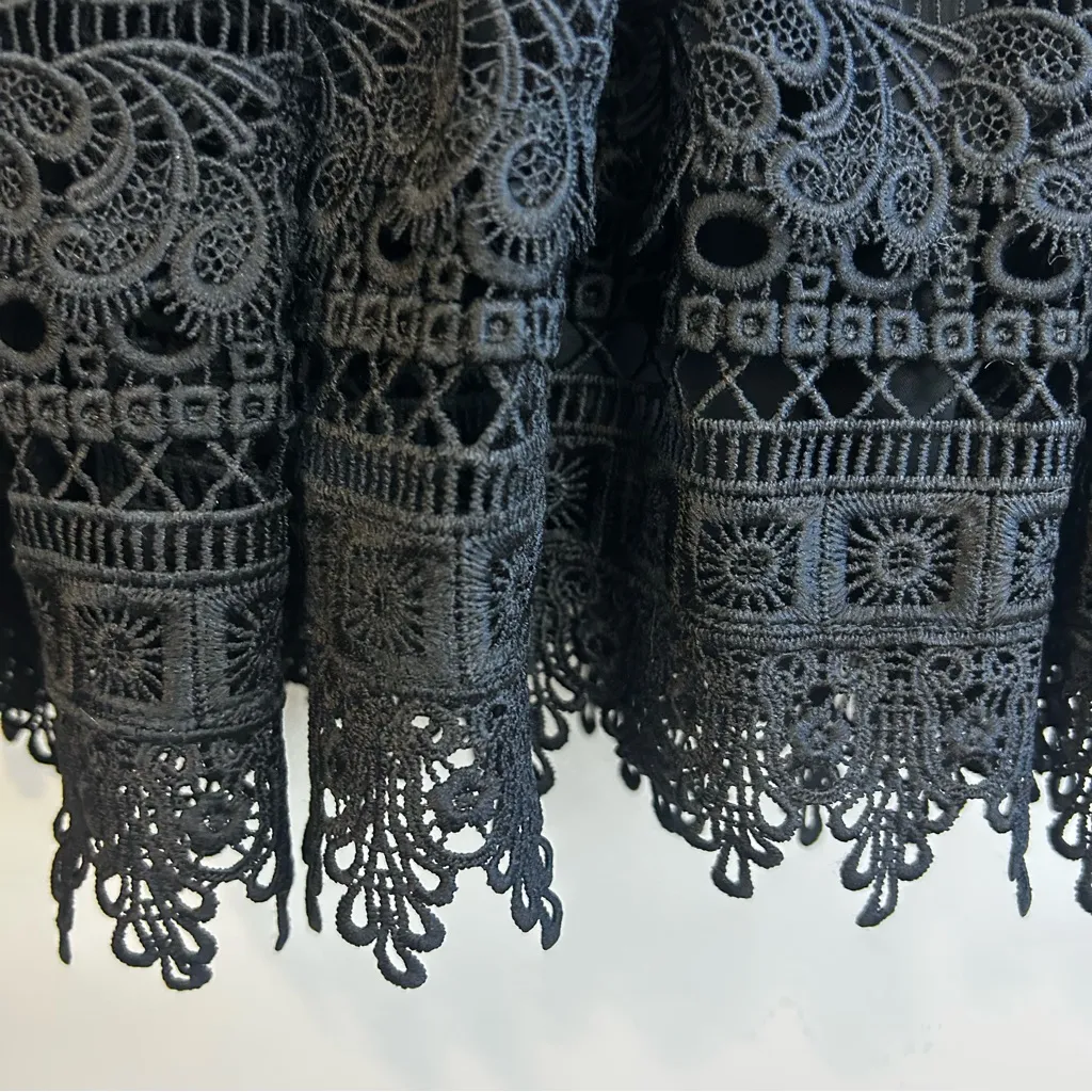 Waimari Vallarta Black Strapless Lace Crochet Guipure Mini Dress Size Medium - Image 8