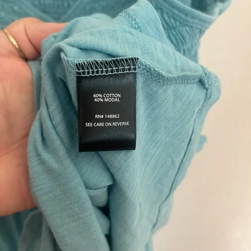 NWT Torrid Blue Cotton Modal Slub V-Neck Smocked Babydoll Tank - Image 6