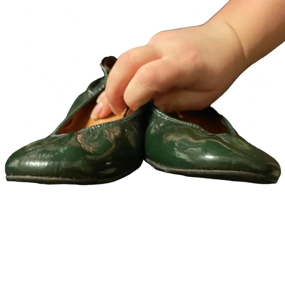 LANVIN HUNTER GREEN PATENT LEATHER FLATS Size 7.5 - Image 4